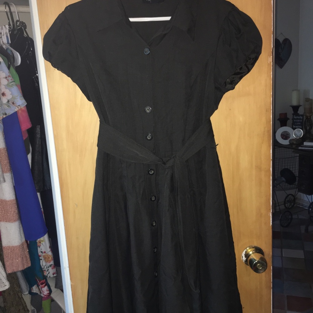 Aline dark green dress with sash